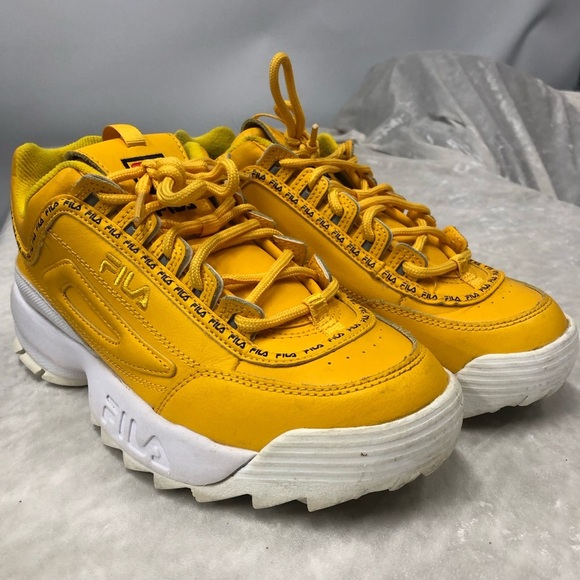 Fila chunky yellow sneakers size 7 disruptor II Premium Repeat - Picture 2 of 12